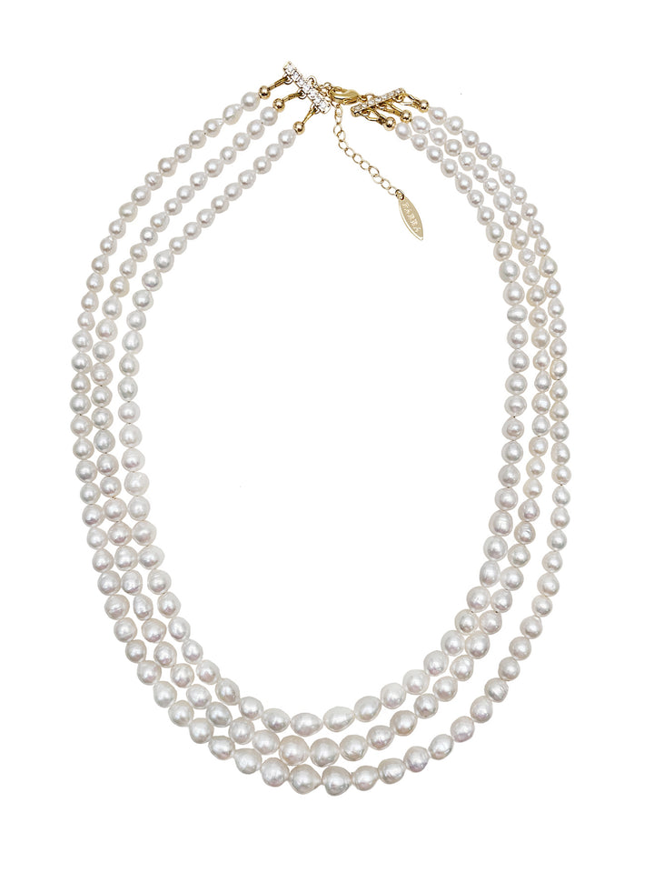 Multi-layers Graduated Freshwater Pearls Necklace PN006