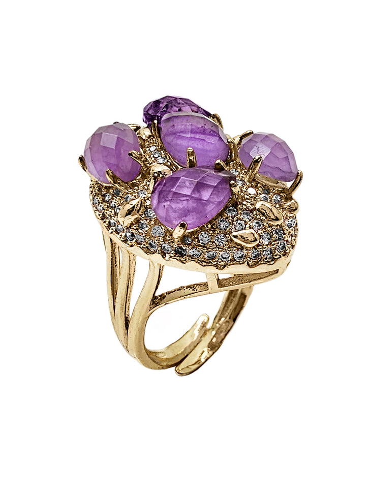 Amethyst Stones Statement Ring PR005