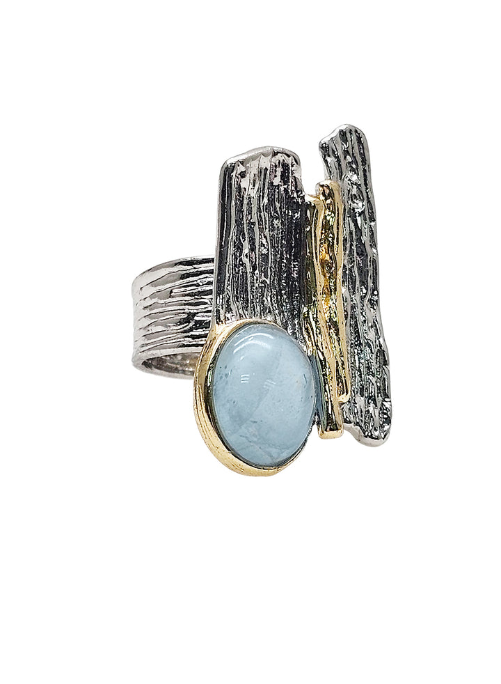 Aquamarine Stone Setting Platinum Statement Ring PR012