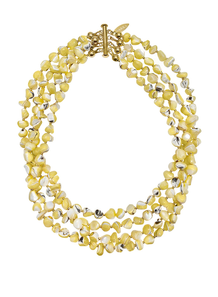 Yellow Natural Shell Multi-Layers Necklace PN057