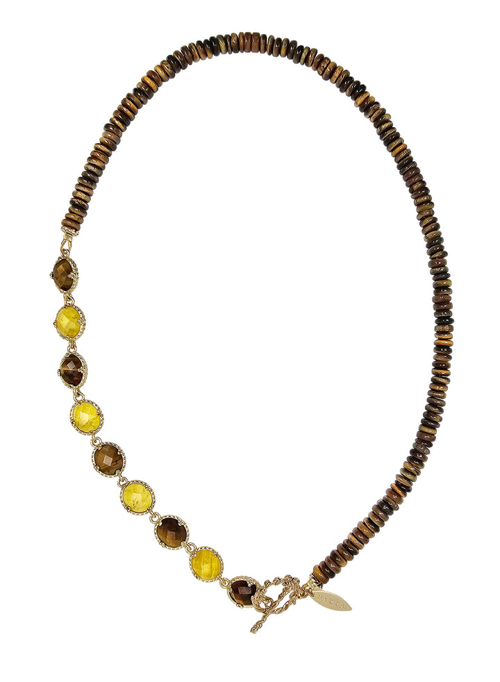 Brown Tiger-eye With Citrine Statement Necklace PN054