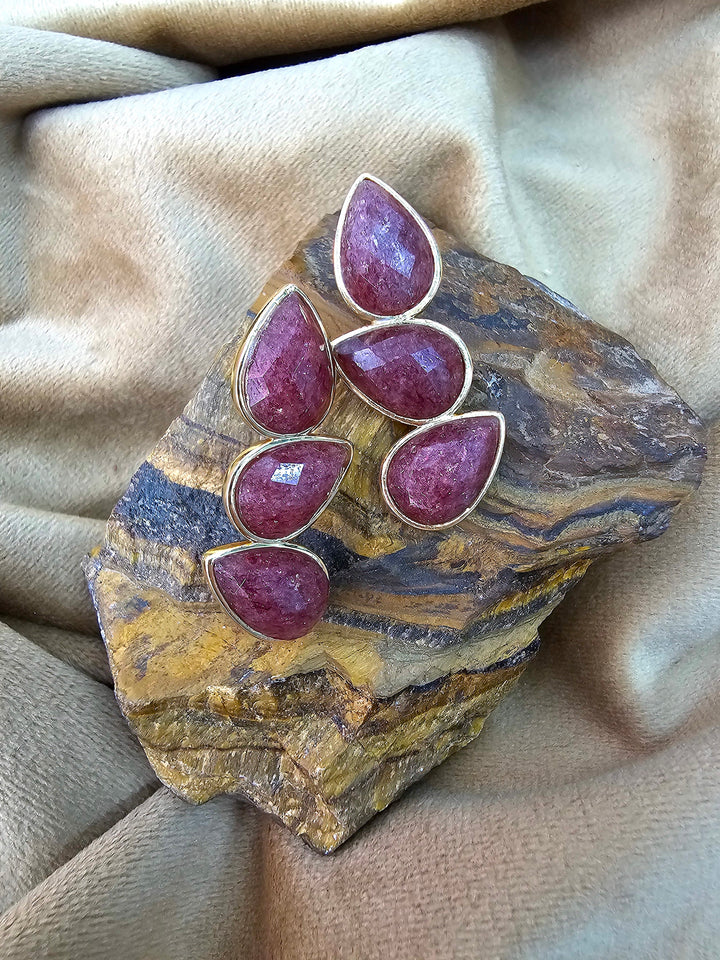 Strawberry Quartz Statement Stud Earrings NE016