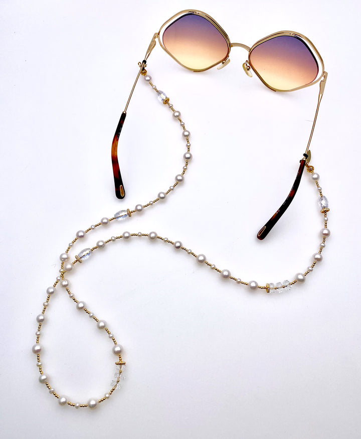 Removable Freshwater Pearls & Crystals Glasses Chain Jewelry Accessories EC007 - FARRA