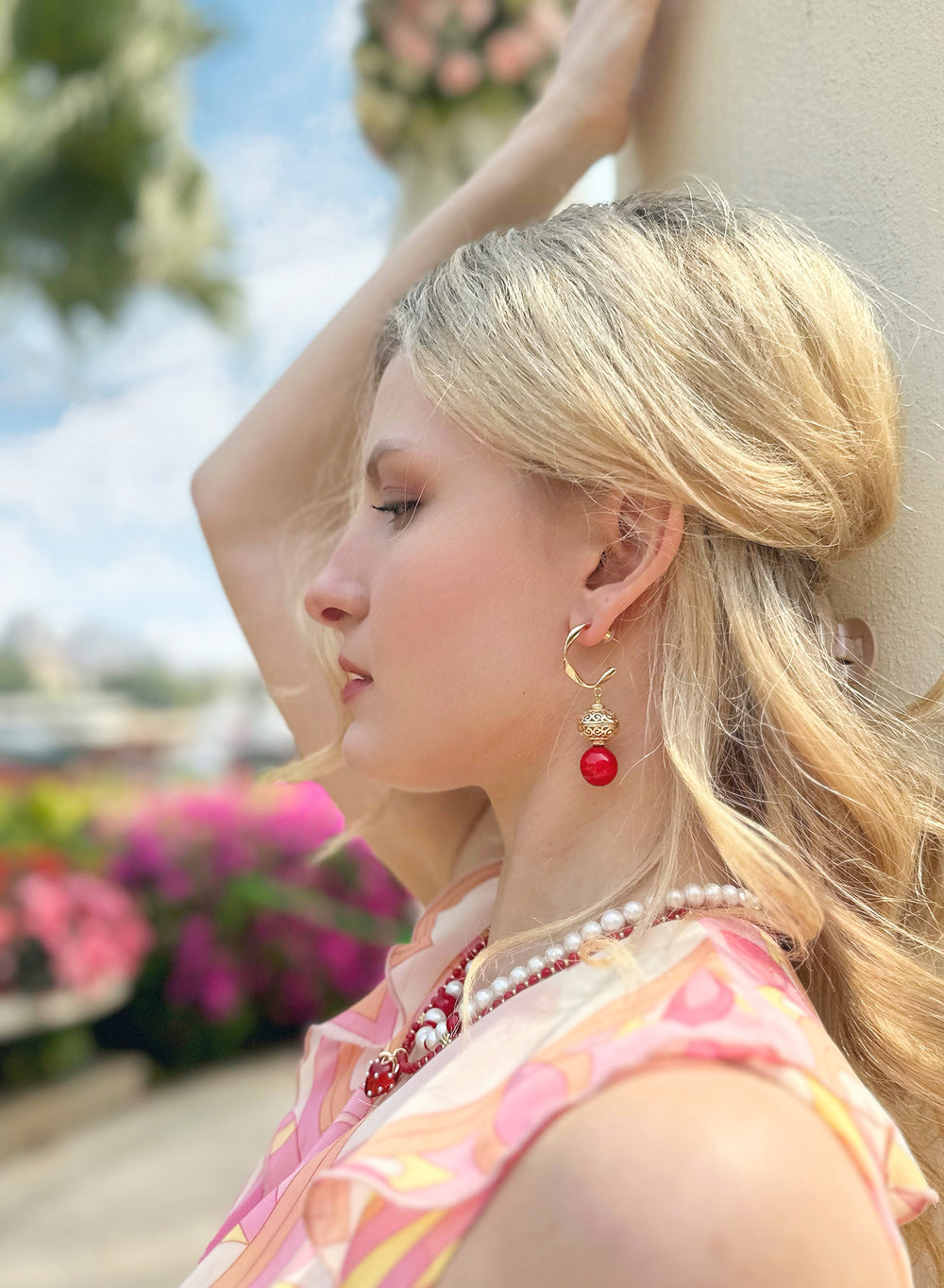 Vintage Style Big Coral Hoop Earrings JE004 - FARRA