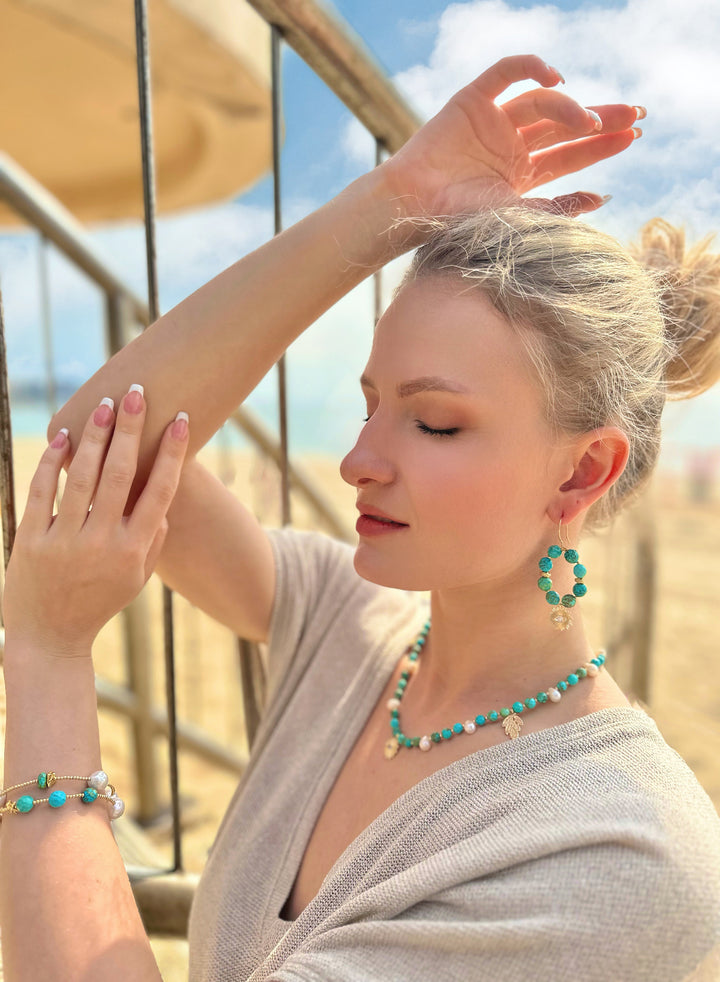 Turquoise with Evil Eye Pendant Necklace JN054 - FARRA