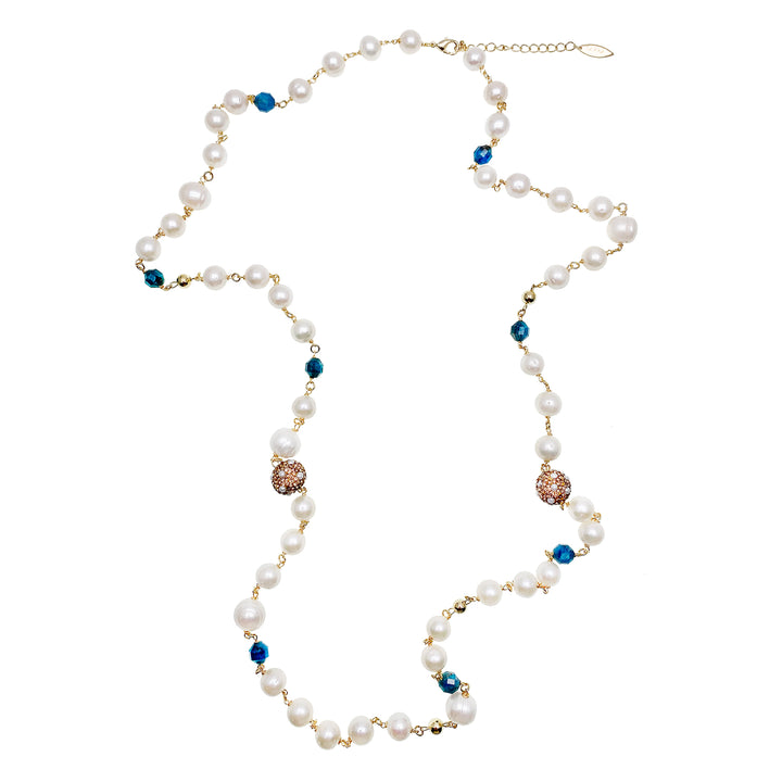 Freshwater Pearls With Blue Apatite Multi-Way Necklace GN007 - FARRA