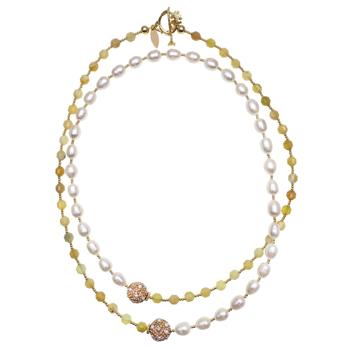 Yellow Opal With Freshwater Pearls Multi-Way Necklace GN010 - FARRA
