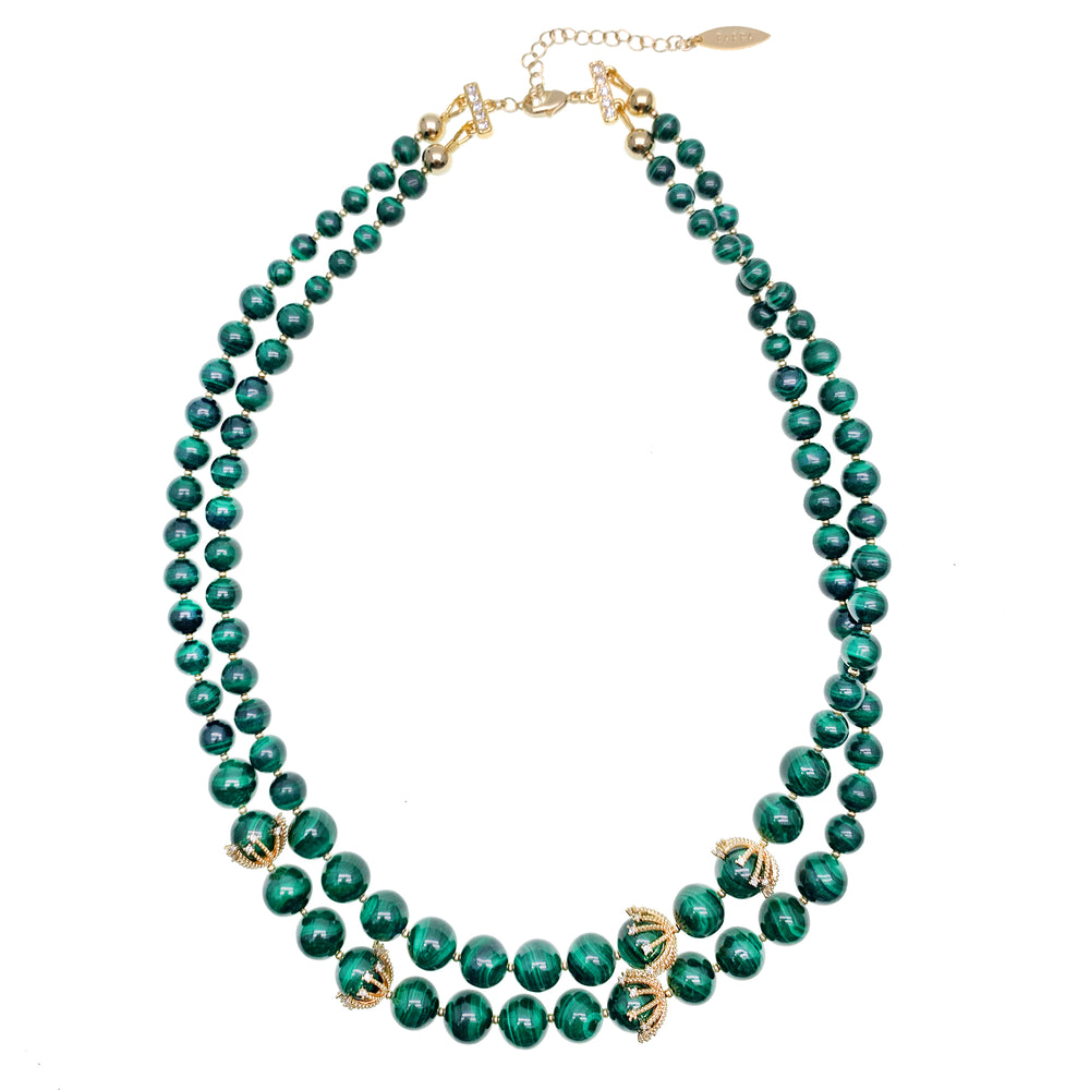 Malachite Double Layers Stunning Necklace HN026 - FARRA
