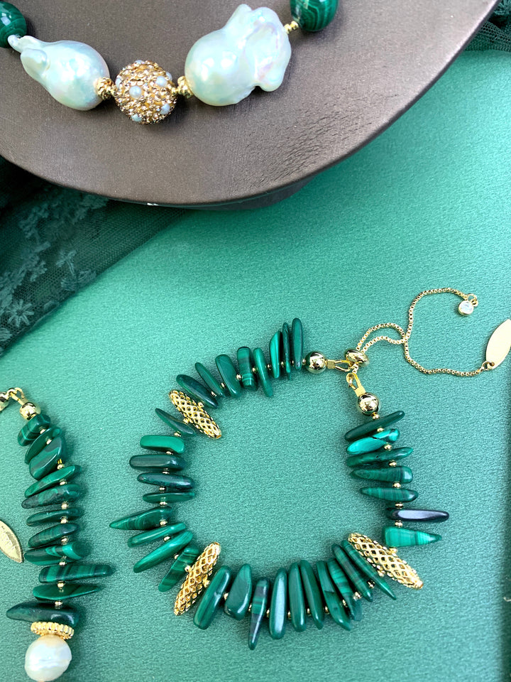 Irregular Malachite Adjustable Bracelet HB005 - FARRA