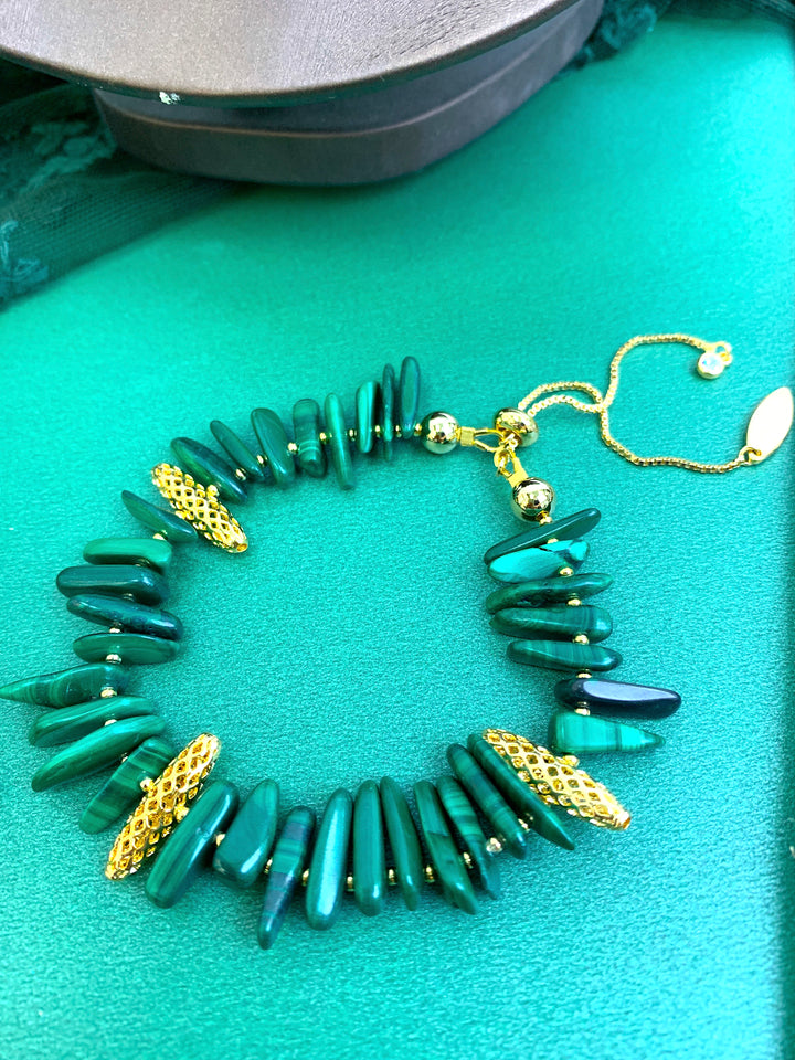 Irregular Malachite Adjustable Bracelet HB005 - FARRA