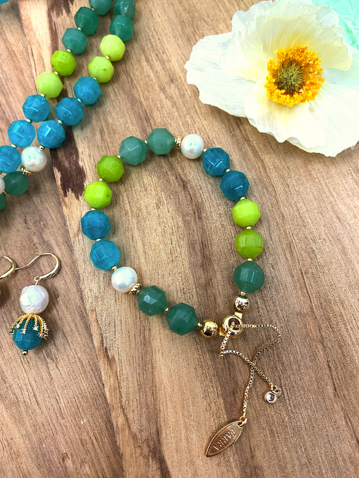 Green And Blue Jade Adjustable Bracelet HB001 - FARRA