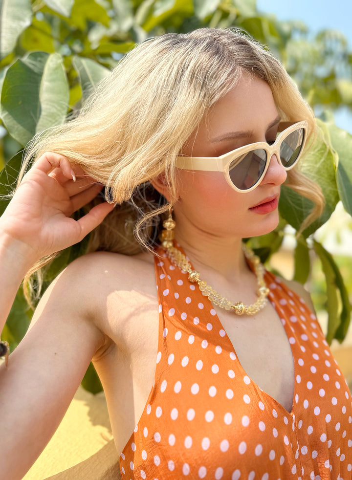 Vintage Style Citrine Double Layers Necklace JN015 - FARRA