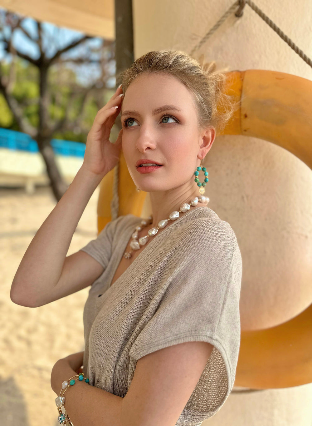 Baroque Pearls with Removable Rhinestone Pendant Necklace JN055 - FARRA