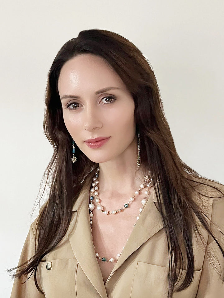 Freshwater Pearls With Blue Apatite Multi-Way Necklace GN007 - FARRA