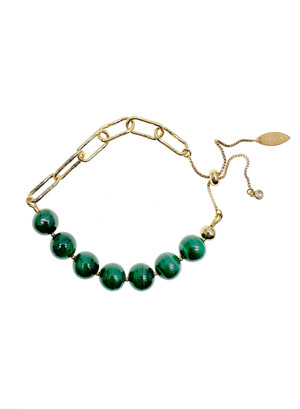 Round malachite Adjustable Chain Contemporary Bracelet JB017 - FARRA