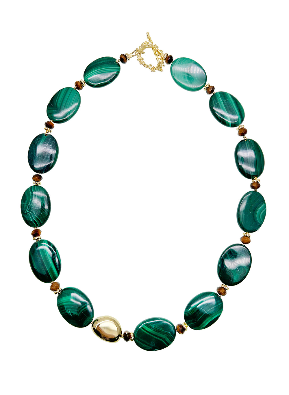 Oval Malachite Statement Necklace JN051 - FARRA