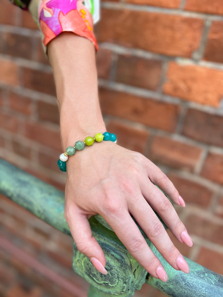 Green And Blue Jade Adjustable Bracelet HB001 - FARRA