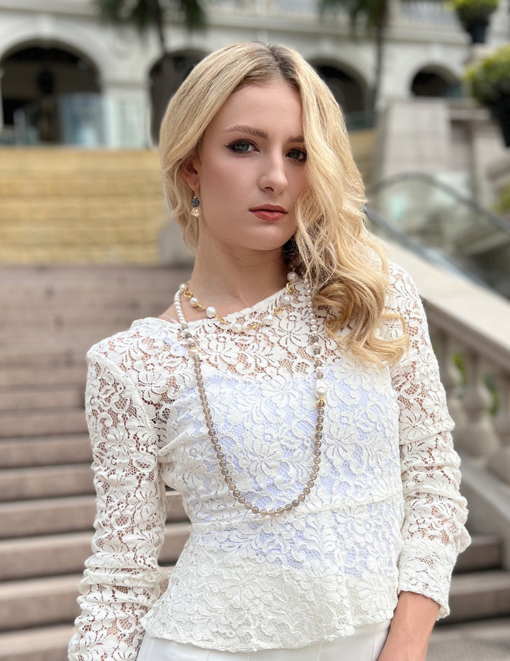 Irregular Freshwater Pearls Chain Necklace HN024 - FARRA