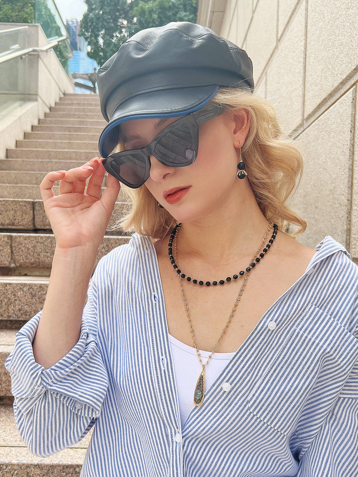 Black Agate  Hook Earrings HE025 - FARRA