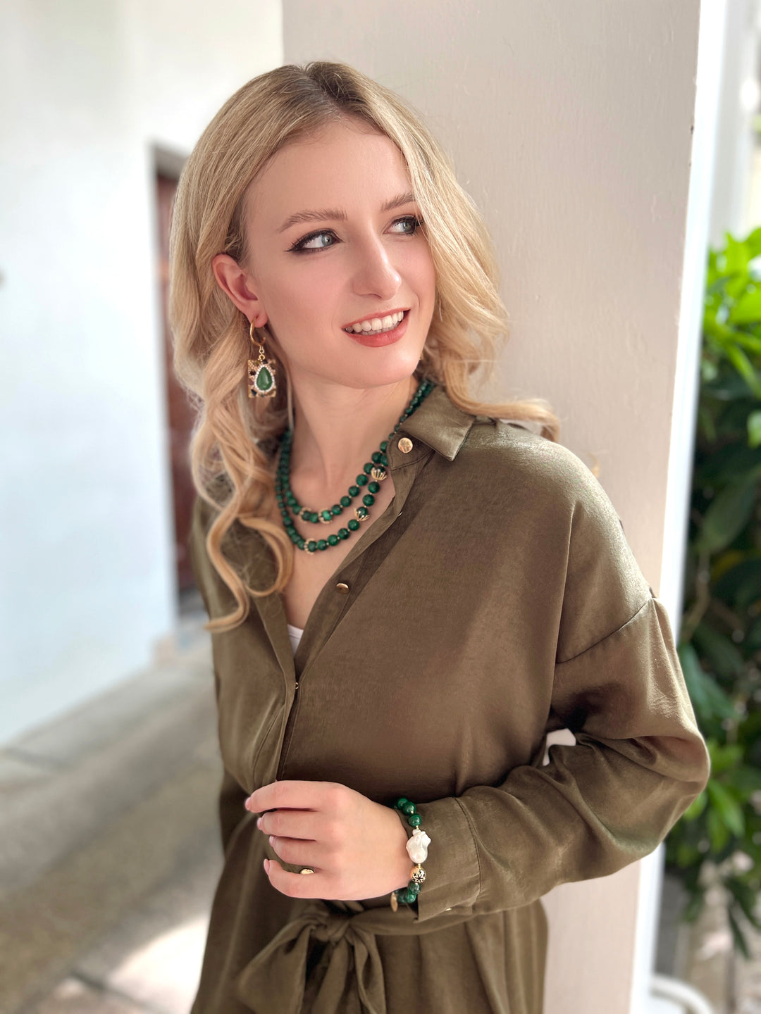 Malachite Double Layers Stunning Necklace HN026 - FARRA