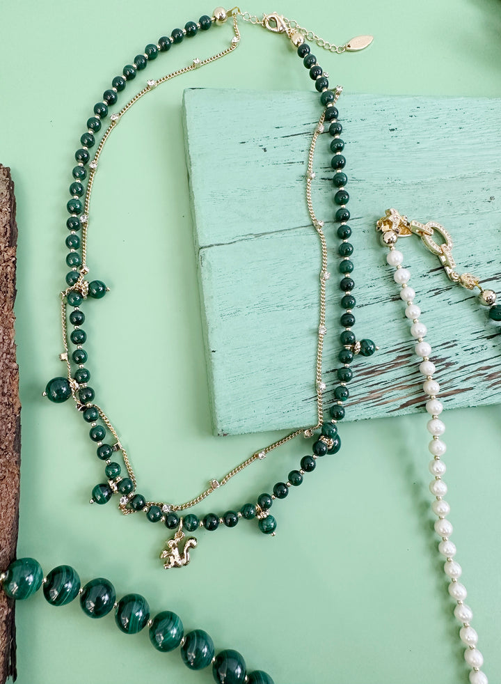 Malachite With Squirrel Pendant Exquisite Necklace JN048 - FARRA
