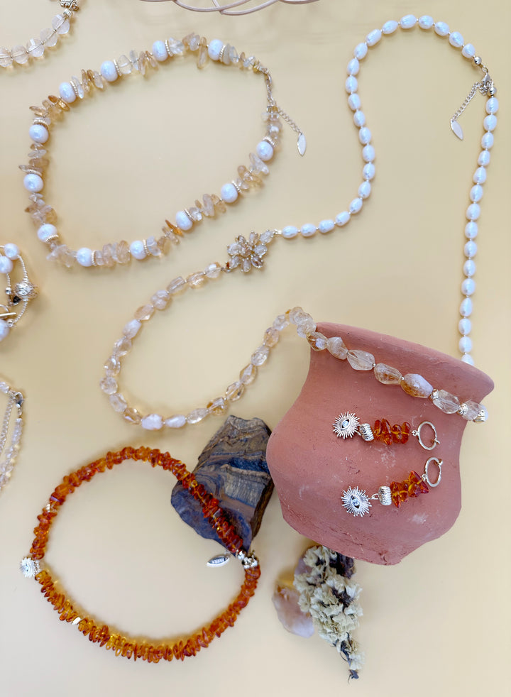 Freshwater Pearls With Citrine Multi-Way Necklace JN018 - FARRA