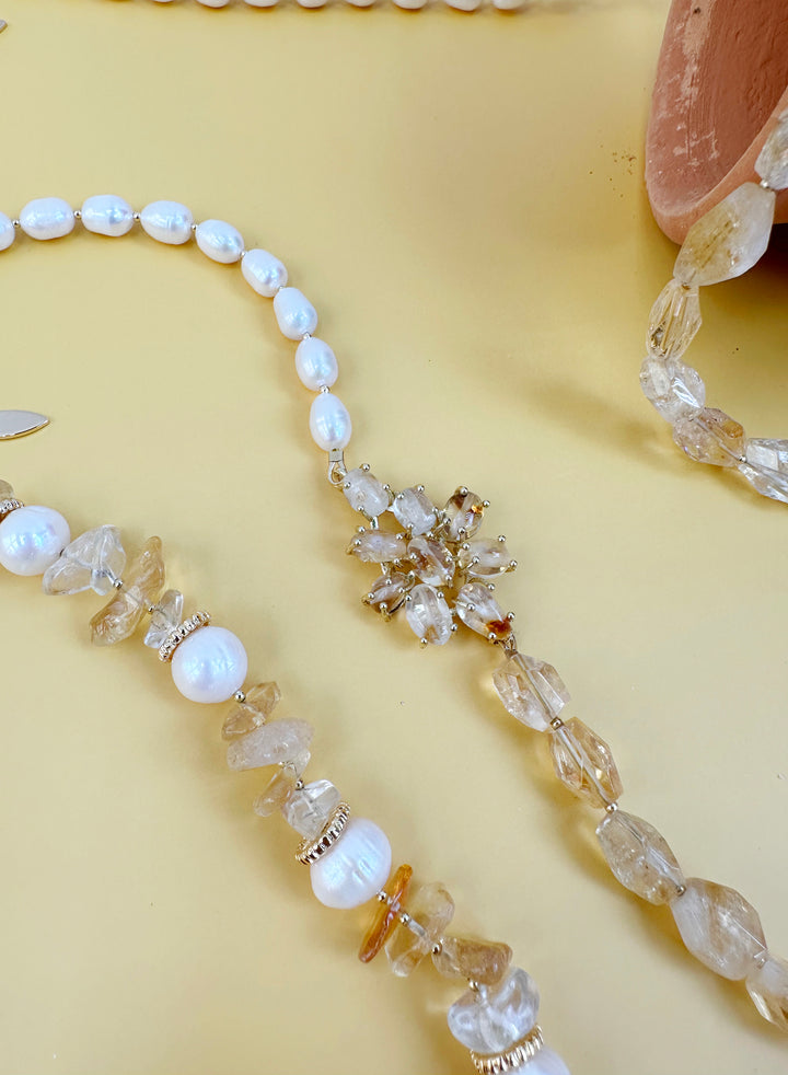 Freshwater Pearls With Citrine Multi-Way Necklace JN018 - FARRA