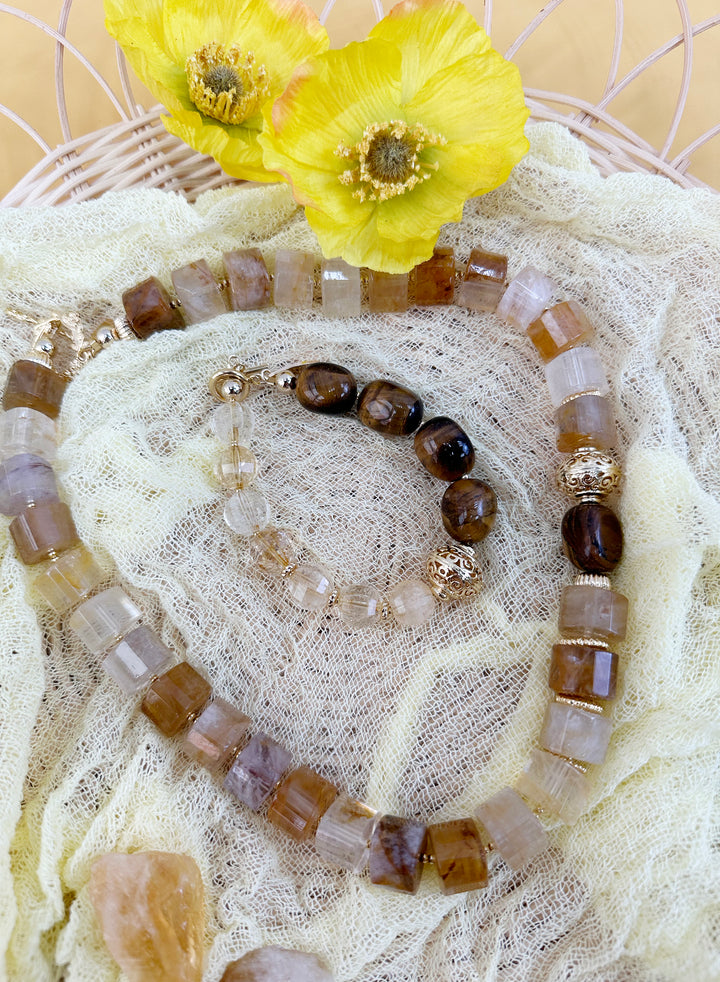 Citrine With Tiger Eye Stones Bracelet JB005 - FARRA