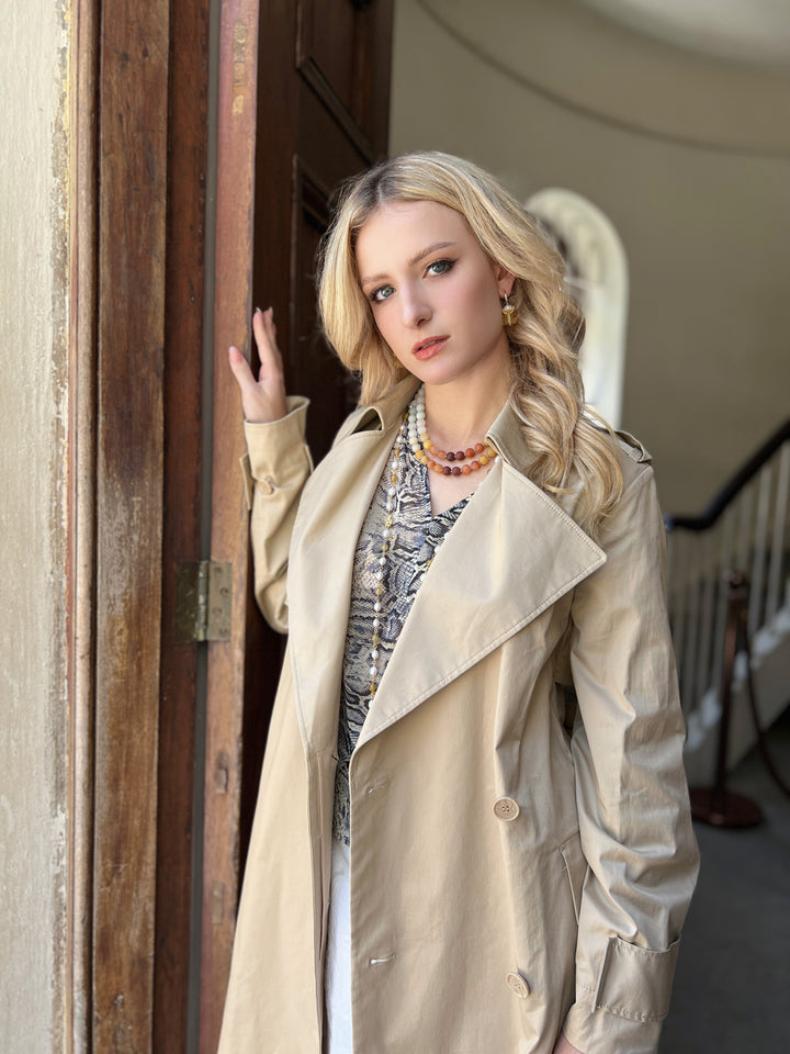 Gradient Brown Jade Double Layers Necklace HN018 - FARRA