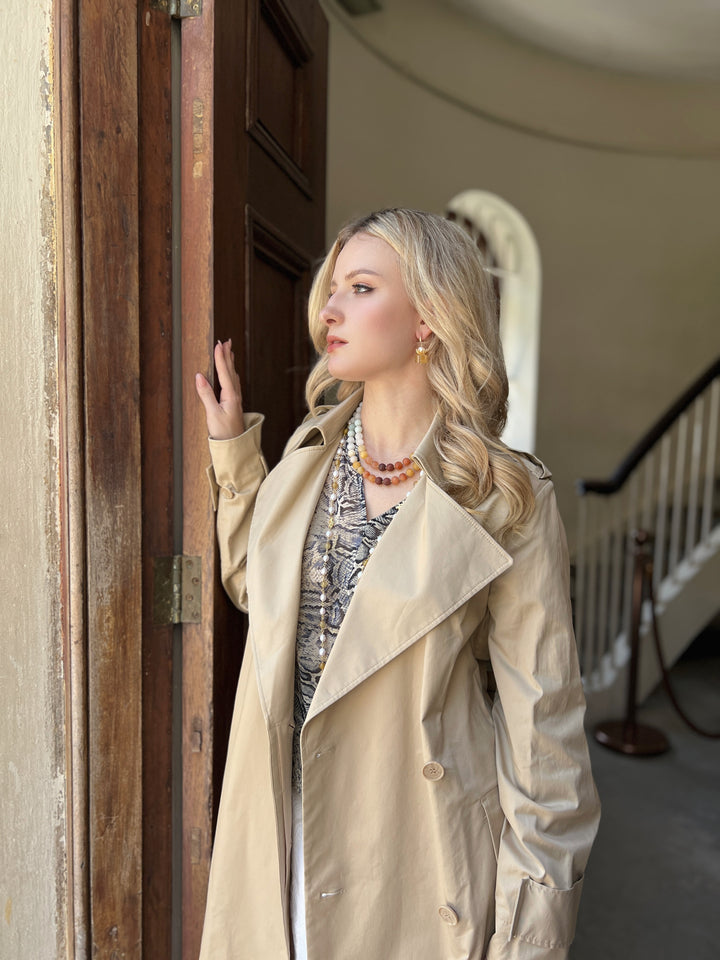 Gradient Brown Jade Double Layers Necklace HN018 - FARRA