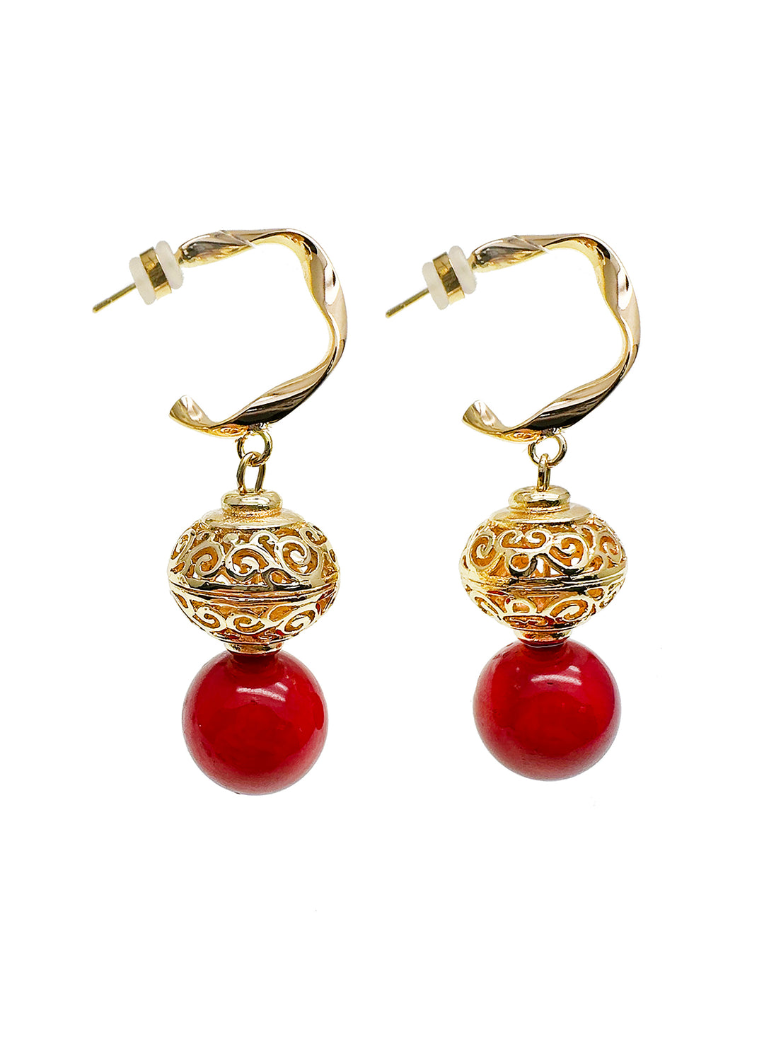 Vintage Style Big Coral Hoop Earrings JE004 - FARRA