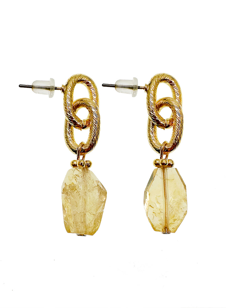 Faceted Citrine Chain Earrings JE012 - FARRA