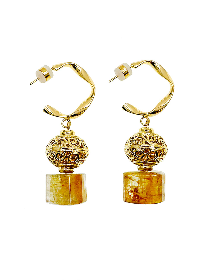 Vintage Style Citrine Dangle Hook Earrings JE013 - FARRA