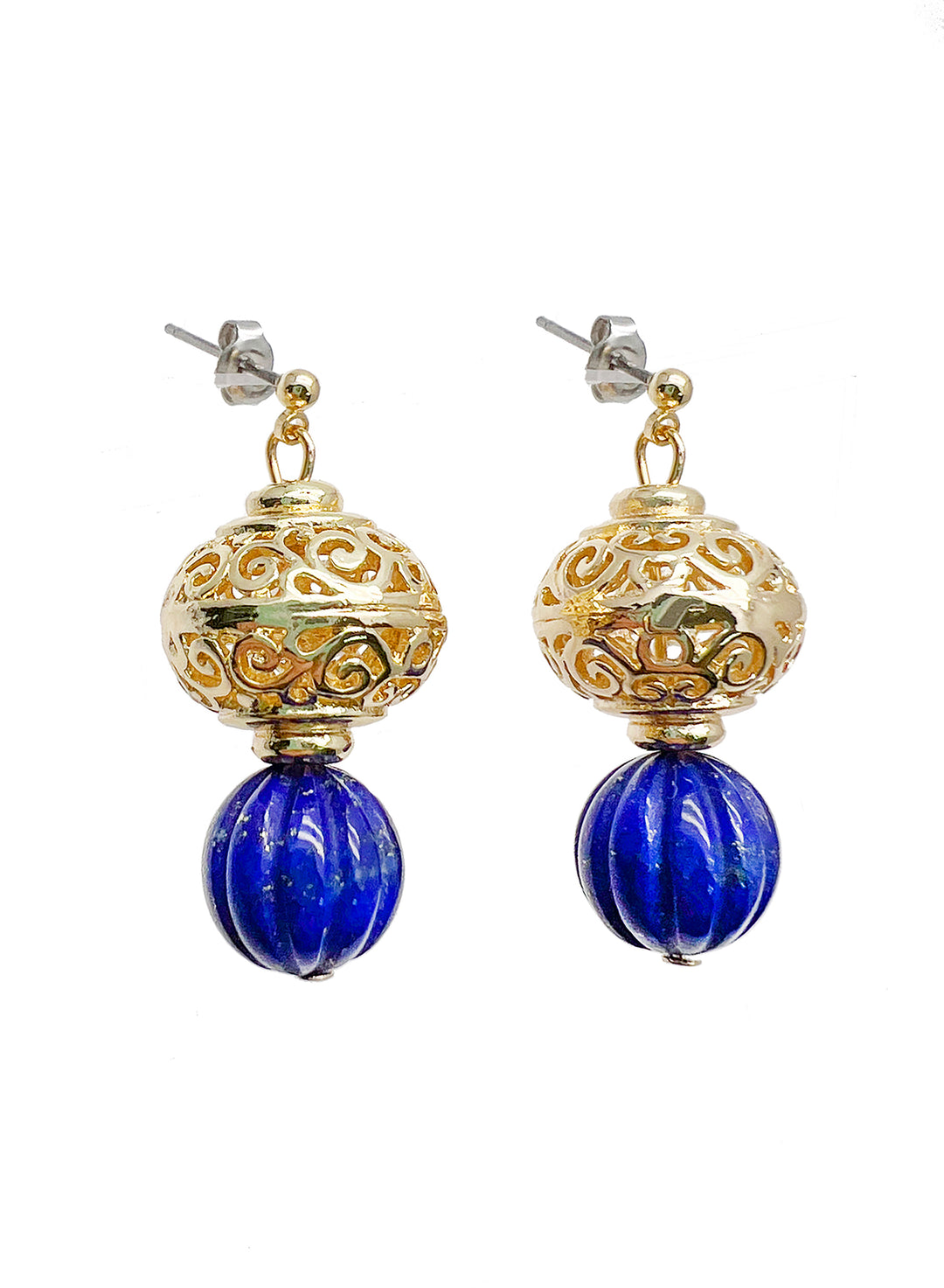 Vintage Style Lapis Stud Earrings JE024 - FARRA
