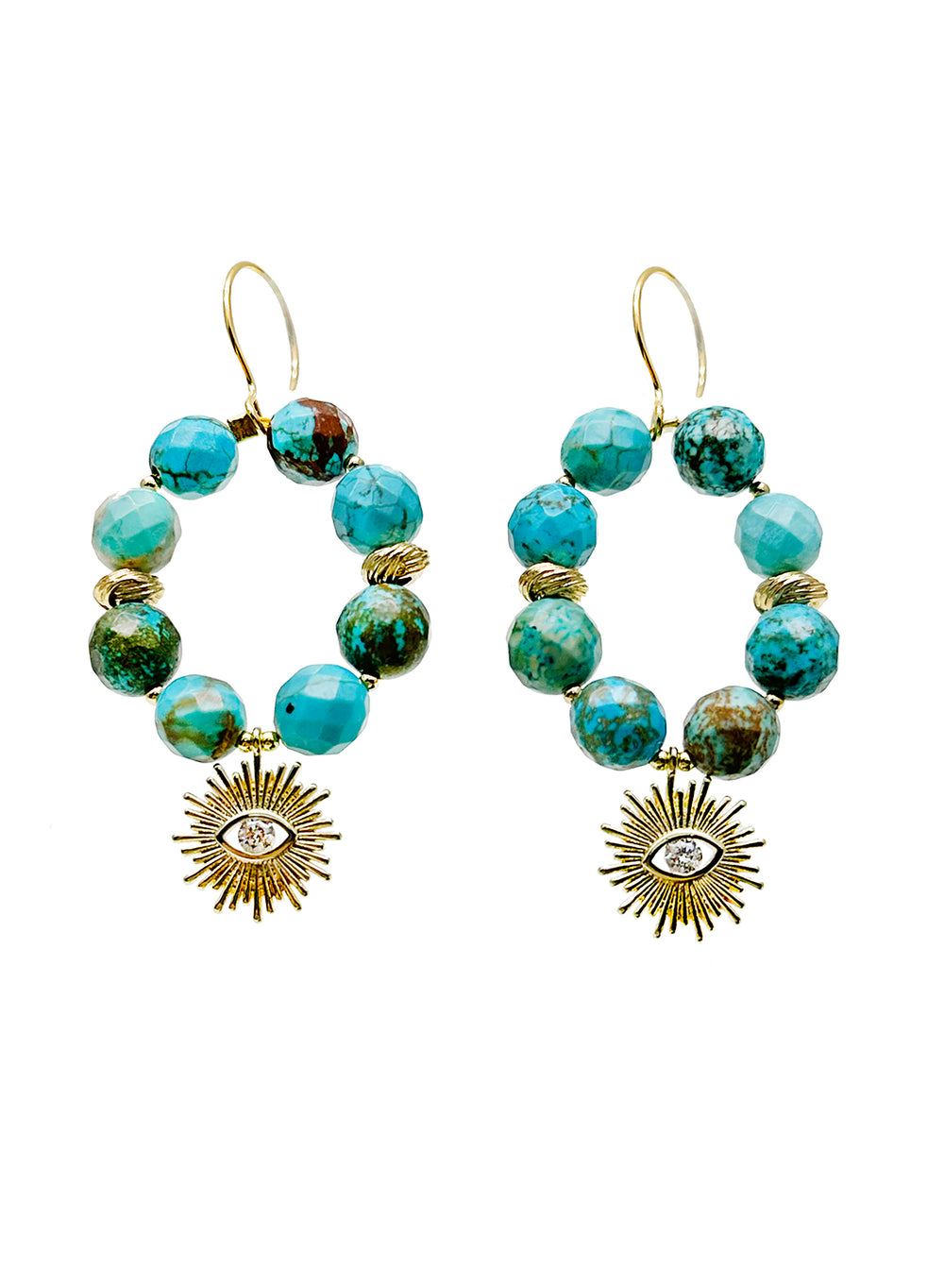 Turquoise with Evil EYE Earrings JE044 - FARRA