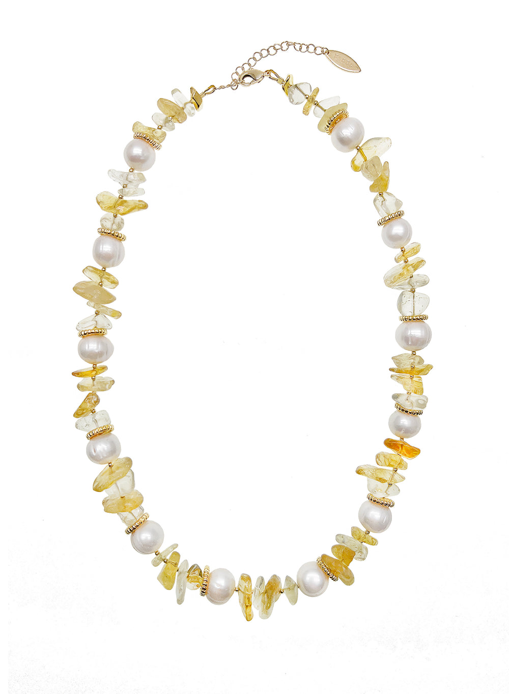 Irregular Citrine With Freshwater Pearls Summer Necklace JN017 - FARRA