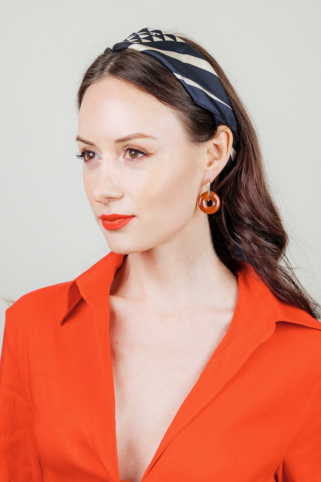 Donut Shaped Red Agate Minimalist Earrings EE036 - FARRA