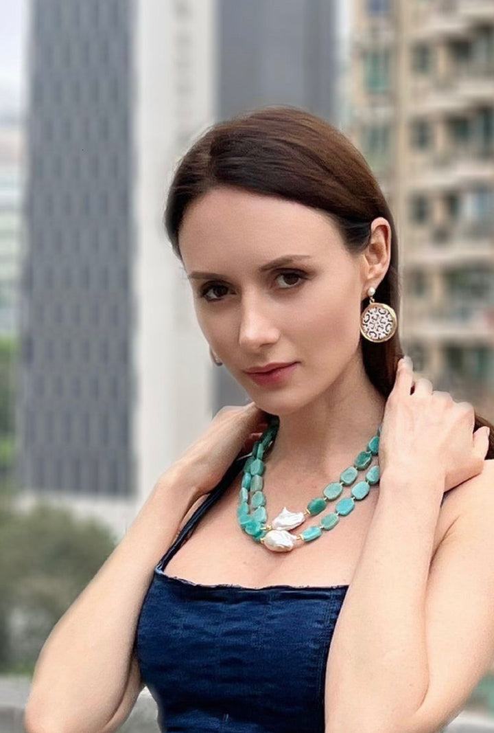 blue nacklace,Amazonite pendant, Amazonite nacklace
