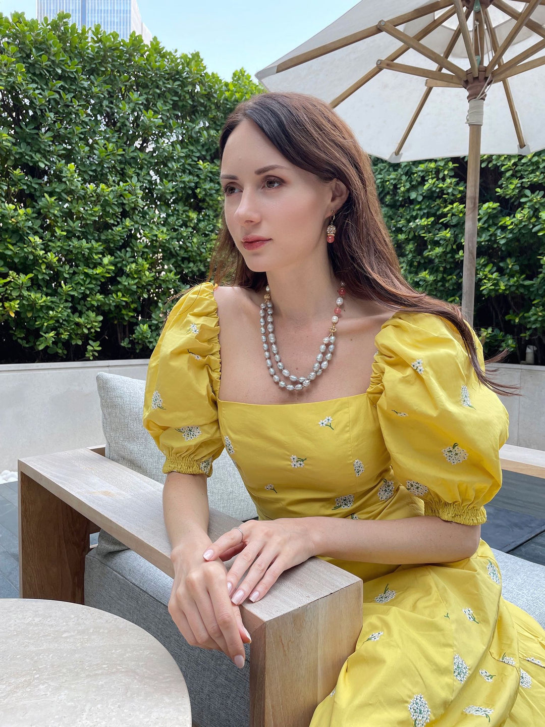 Grey Freshwater Pearls With Watermelon Quartz Double Strands Necklace GN002 - FARRA