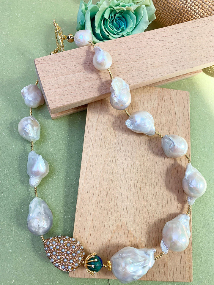 Baroque Pearl With Rhinestones Gorgeous Necklace GN018 - FARRA