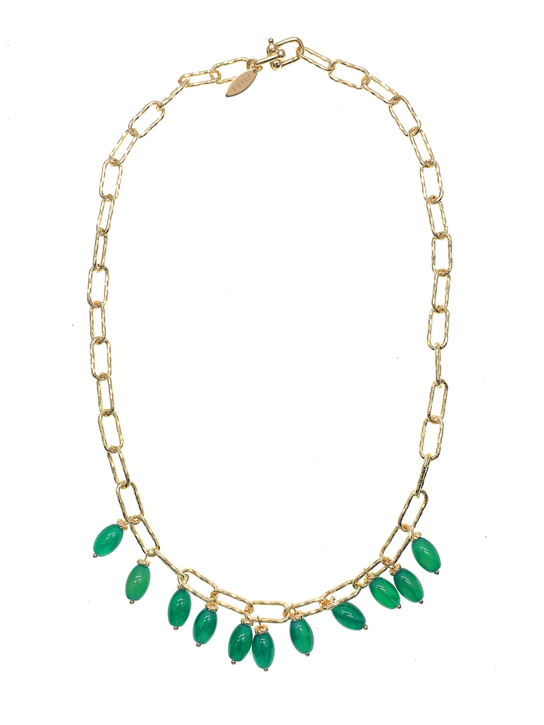 Green Agate Statement Chain Necklace HN010 - FARRA