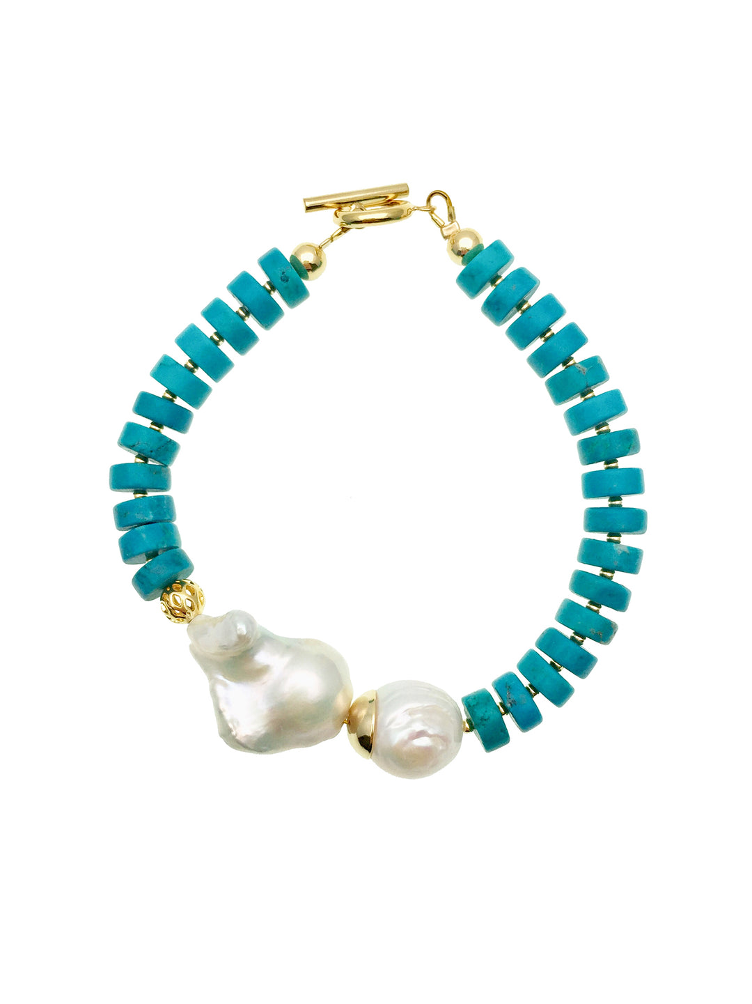 Turquoise & Baroque Pearl Bracelet AB011 - FARRA
