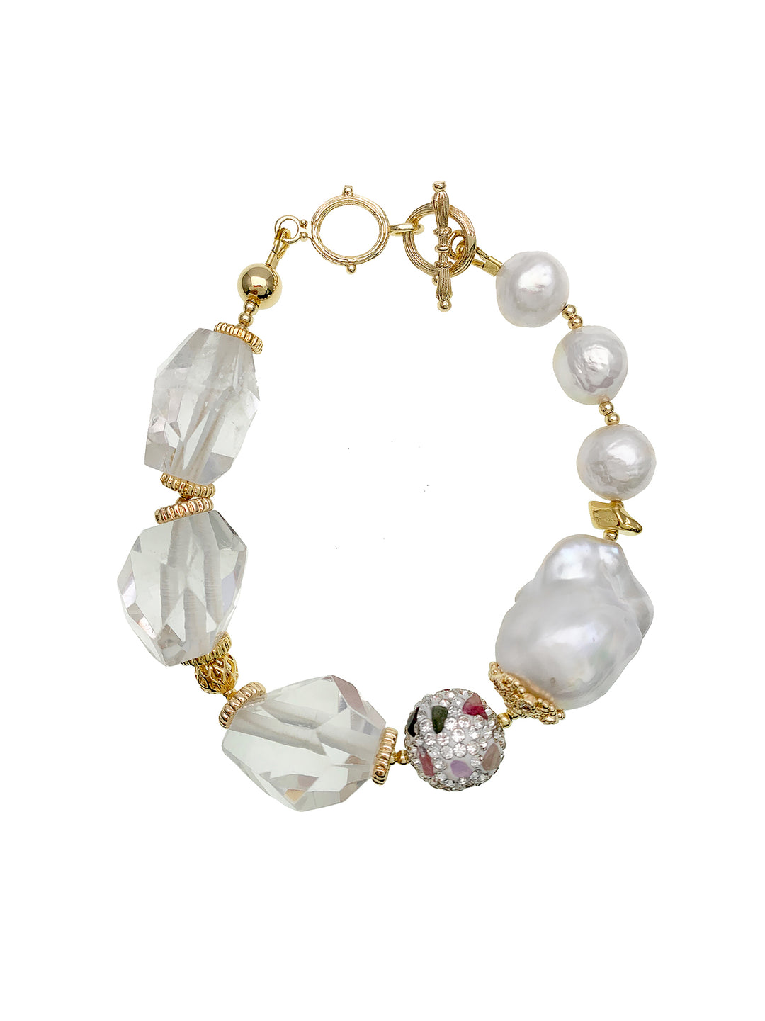White quartz with baroque Pearl bracelet EB003 - FARRA