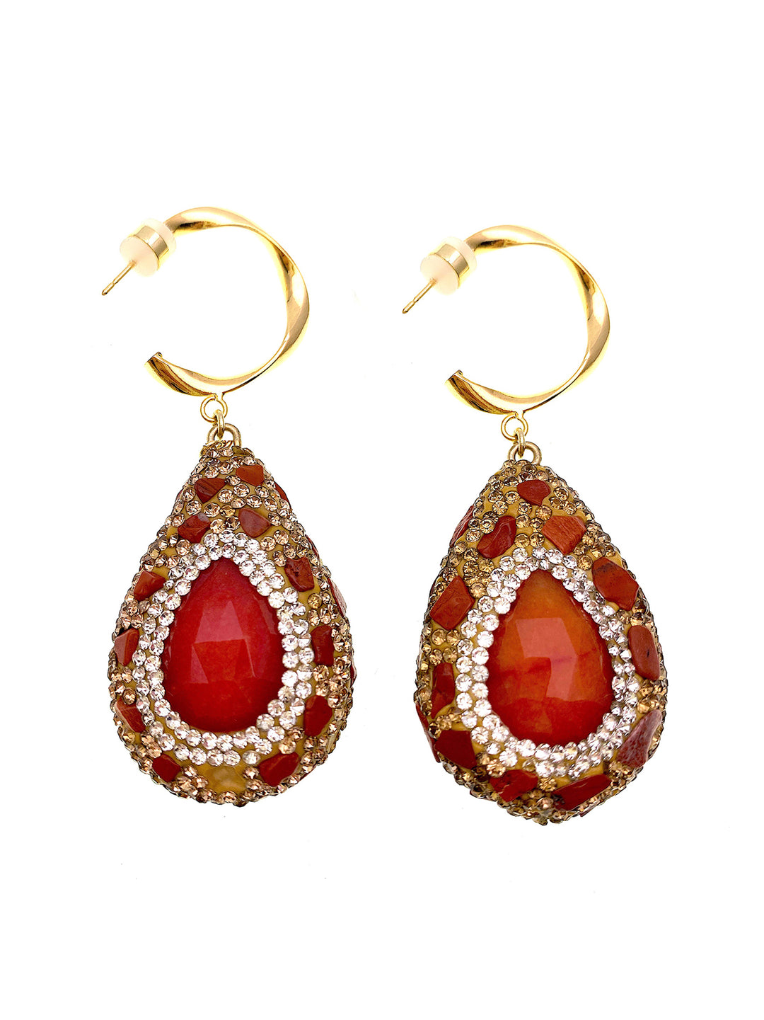 Turkish Style Rhinestones Agate Hook Earrings FE005 - FARRA