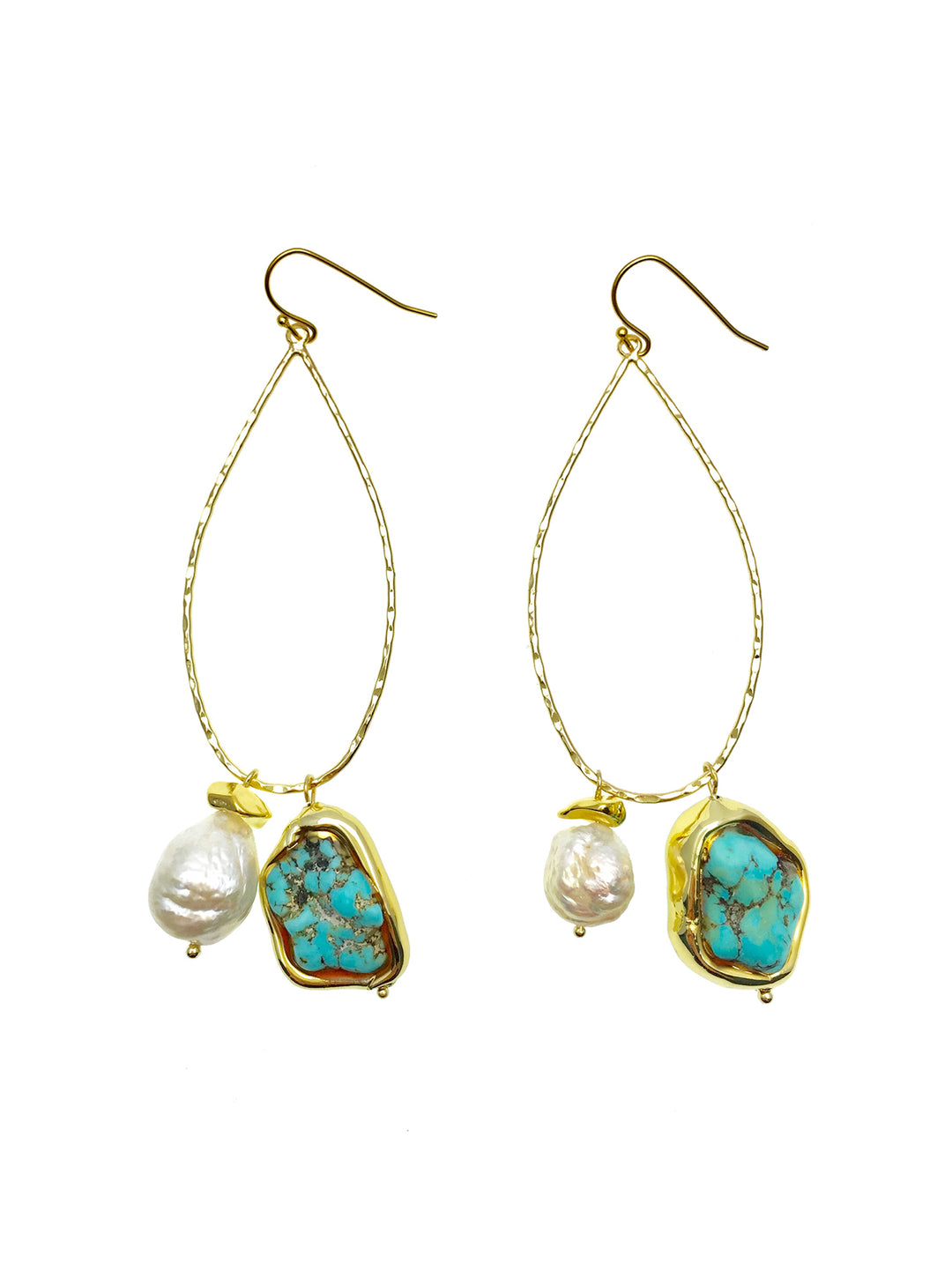 Turquoise & Freshwater Pearls Swinging Earring AE025 - FARRA