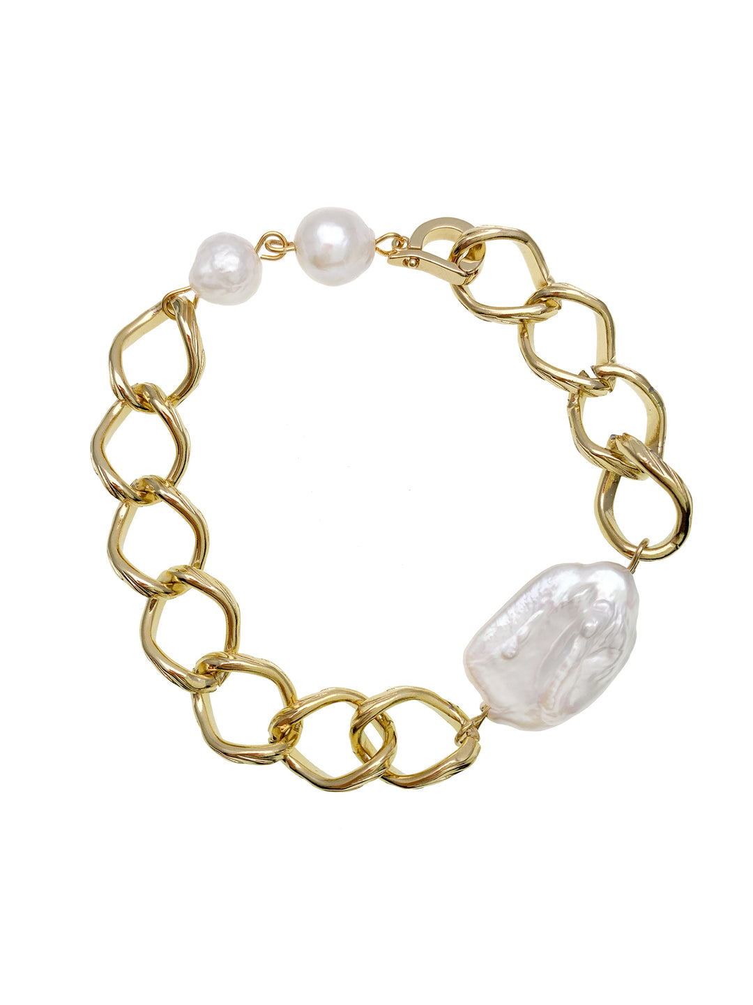 Rectangle Freshwater Pearls Chain Bracelet EB004 - FARRA