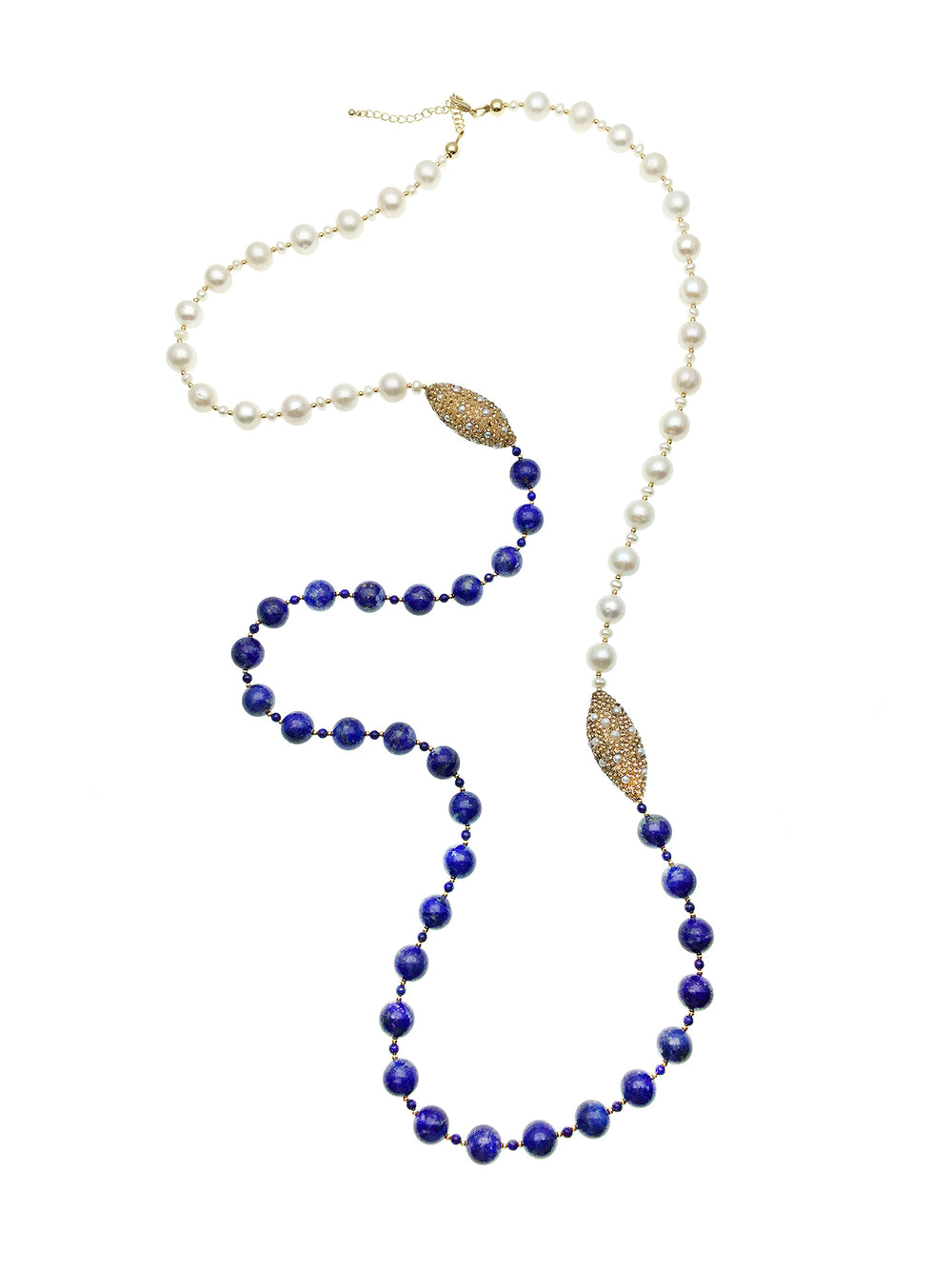Freshwater Pearls & Lapis Multi-Way Necklace CN003 - FARRA