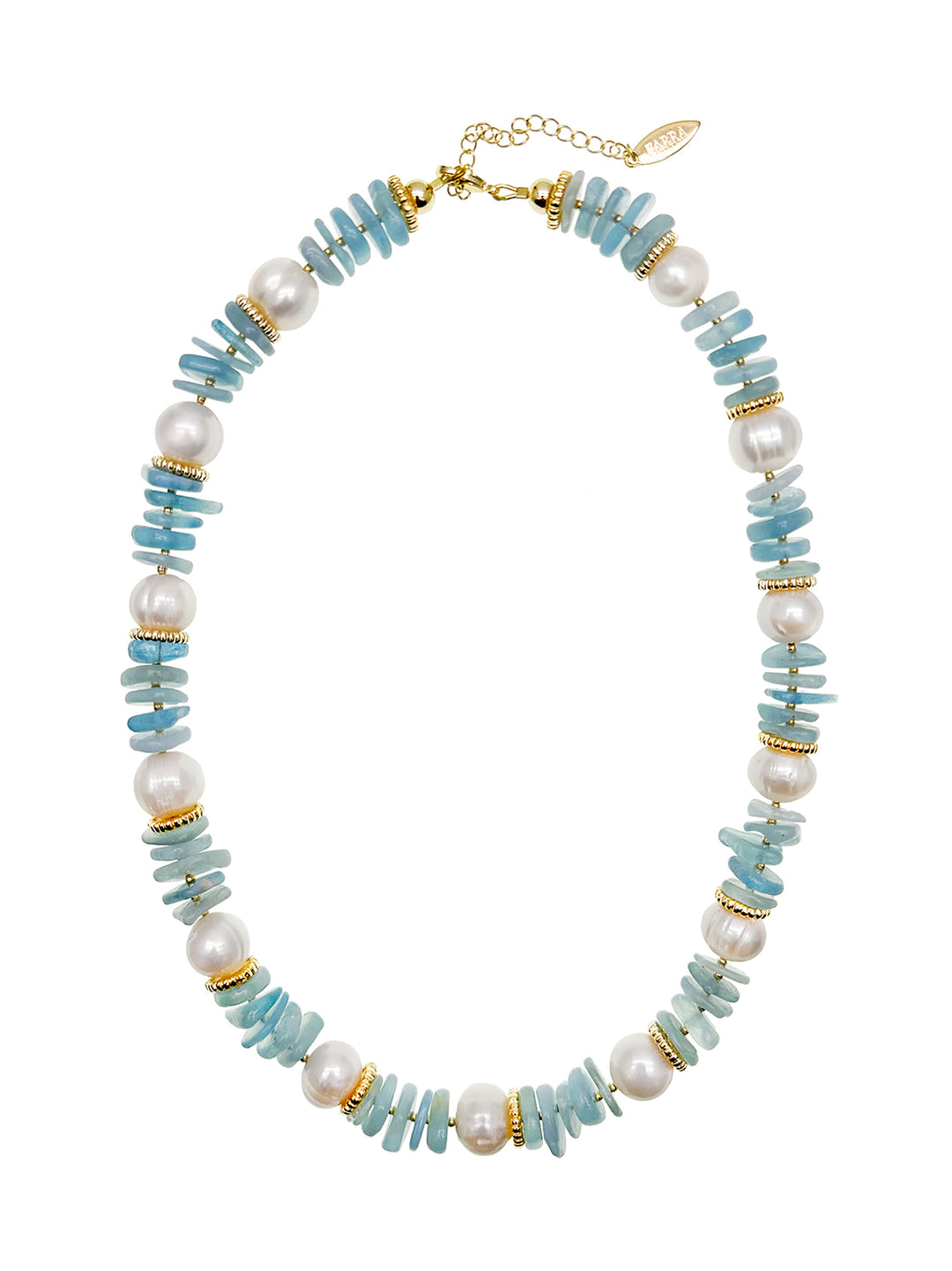 Baroque Pearls with Aquamarine Necklace JN041 - FARRA
