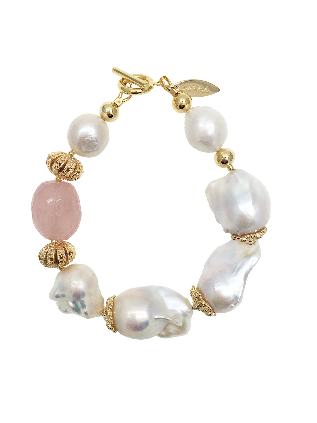 Freshwater Pearls & Rose Quartz Bracelet NPB006 - FARRA