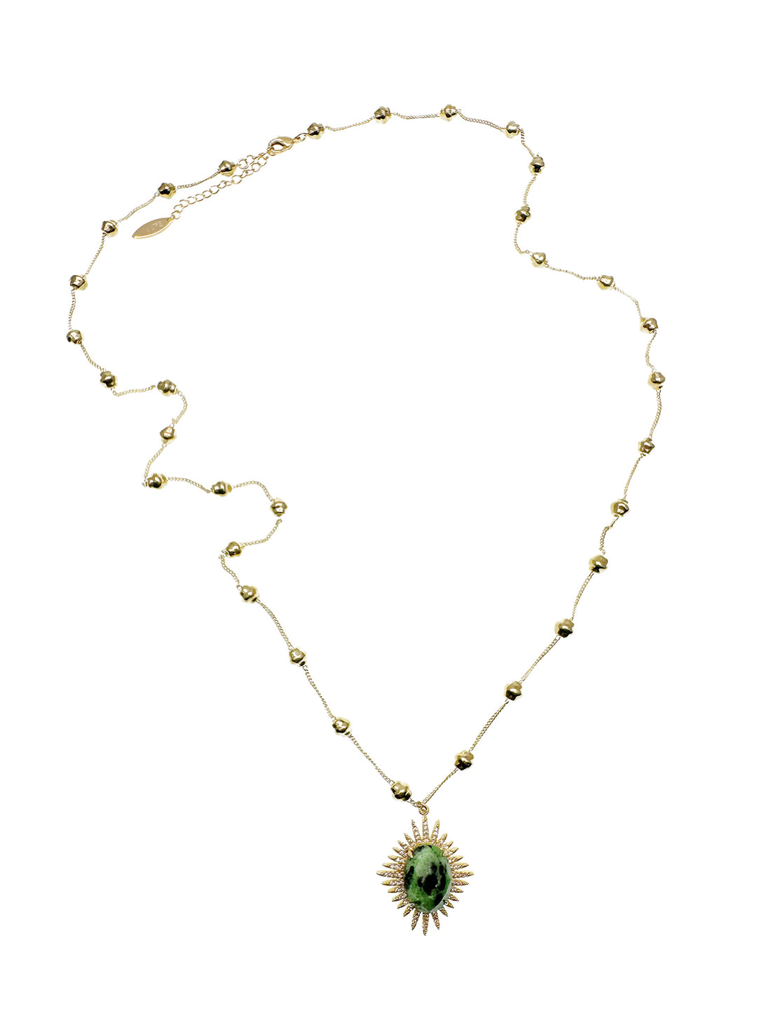 Golden Chain With Zoisite Pendant Necklace KN025 - FARRA